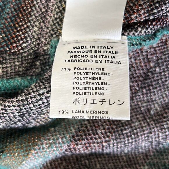 Missoni Vintage Y2K Metallic Teal Cheveron Zig Zag Patten Dress Size 0 - Picture 9 of 10
